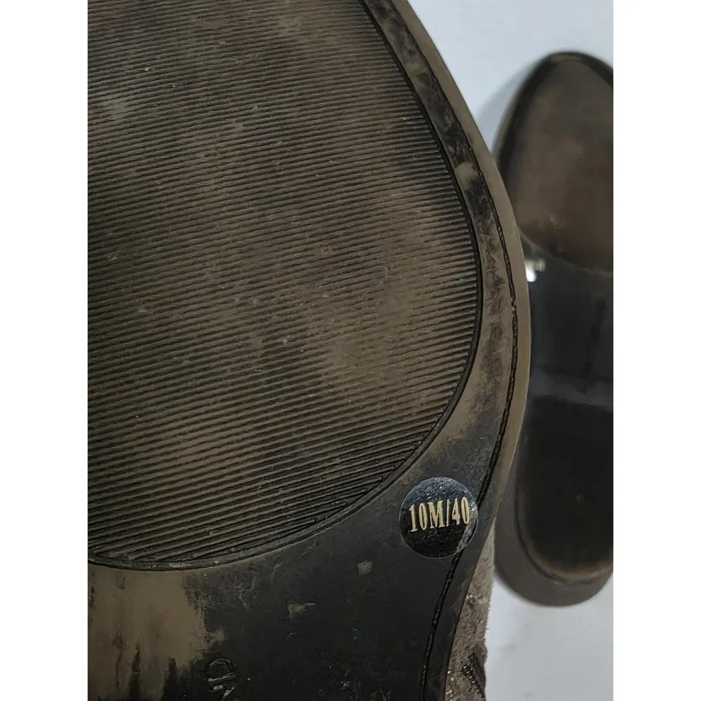 Lucky Brand Barough Ankle Boots Womens Sz 10 Brown Suede Beige Booties Side Zip